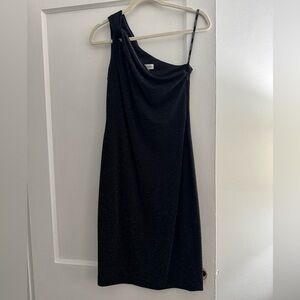 Calvin Klein Black Shimmering One Shoulder Cocktail Dress